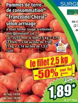 Norma Pommes de terre de consommation franceline/chérie offre