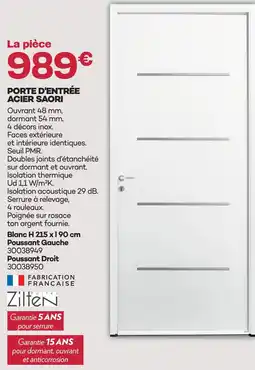 Gedimat Zilten porte d'entrée acier saori offre
