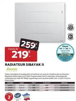 Bricomarché Sauter - radiateur sibayak ii offre