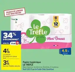 Carrefour Le trèfle - papier hygiénique offre