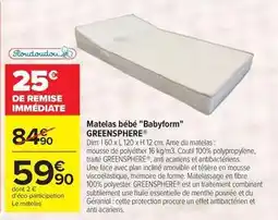 Carrefour Drive Matelas bébé babyform offre