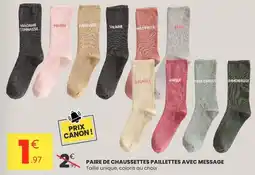 Stokomani Canon - paire de chaussettes paillettes avec message offre