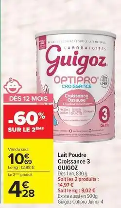 Carrefour Drive Laboratoires guigoz - lait poudre croissance 3 offre