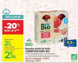 Carrefour Drive Carrefour - gourdes purée de fruits baby bio offre
