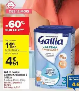 Carrefour Drive Gallia - lait en poudre calisma croissance 3 offre