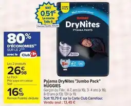 Carrefour Drive Huggies - pyjama drynites jumbo pack offre