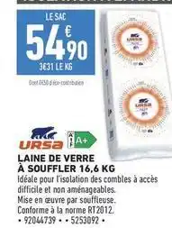 Brico Cash Ursa - laine de verre à souffler offre
