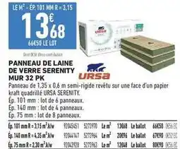 Brico Cash Ursa - panneau de laine de verre serenity mur 32 pk offre