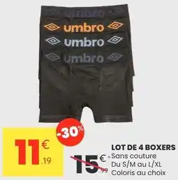 Stokomani Umbro - lot de 4 boxers offre