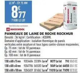 Brico Cash Rockwool - panneaux de laine de roche rockmur offre