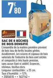 Brico Cash Woodstock - sac de 8 buches de bois densifié offre