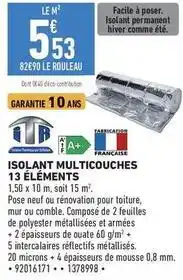 Brico Cash Facile - isolant multicouches 13 eléments offre