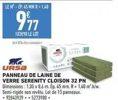 Brico Cash Ursa - panneau de laine de verre serenity cloison 32 pn offre