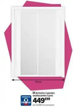 Conforama Armoire 2 portes coulissantes cyris offre