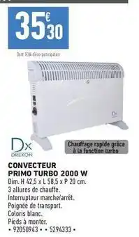 Brico Cash Dim - convecteur primo turbo 2000 w offre