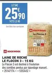 Brico Cash Rockwool - laine de roche le flocon 3 offre