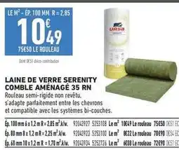 Brico Cash Ursa - laine de verre serenity comble amène 35 rn offre