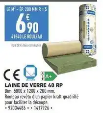 Brico Cash Dim - laine de verre 40 rp offre