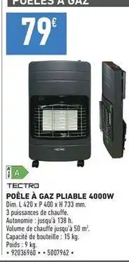 Brico Cash Tectro - poêle à gaz pliable 4000w offre