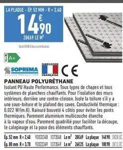 Brico Cash Soprema - panneau polyurethane offre
