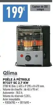 Brico Cash Qlima - poêle à pétrole r7327 sc 2.7 kw offre