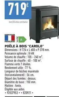 Brico Cash Poêle à bois carolo offre