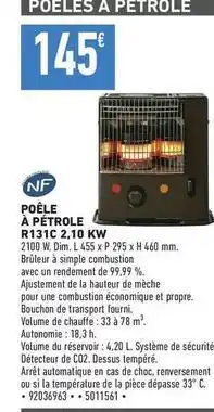 Brico Cash Dim - poêle à pétrole r13tc 2.1 offre