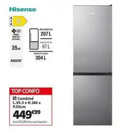 Conforama Hisense - combiné l.59.5 x h.186 x p.59cm offre