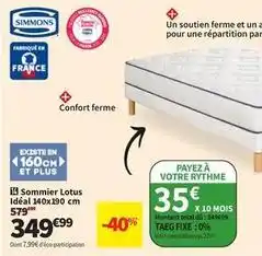 Conforama Simmons - sommier lotus idéal 140x190 cm offre