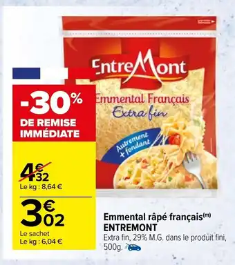 Carrefour Market Emmental râpé français Entremont offre