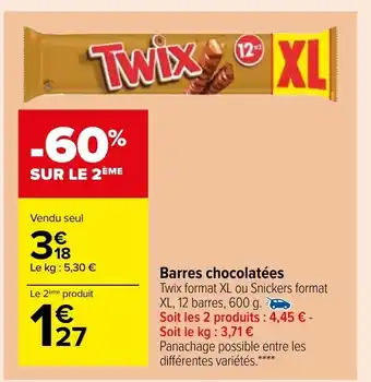 Carrefour Market Barres chocolatées offre