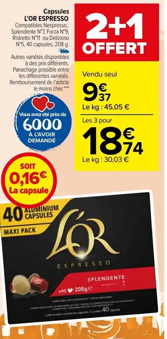 Carrefour Market Capsules l'Or Espresso offre
