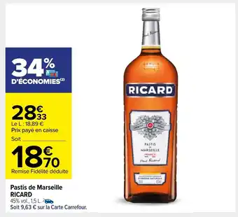Carrefour Pastis de Marseille Ricard offre