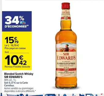 Carrefour Blended Scotch Whisky Sir Edward's offre