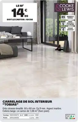Brico Dépôt COOKE & LEWIS CARRELAGE DE SOL INTERIEUR "TOBIAS" offre