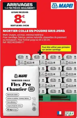 Brico Dépôt MAPEI MORTIER COLLE Flex Pro Chantier offre