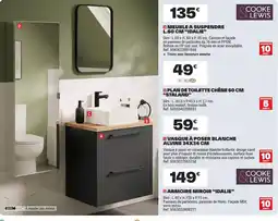 Brico Dépôt COOKE LEWIS MEUBLE A SUSPENDRE L.60 CM "IDALIE" offre