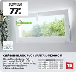 Brico Dépôt Cekal châssis blanc pvc 1 vantail 45x60 cm offre