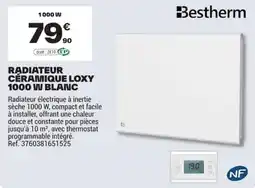 Brico Dépôt Bestherm Radiateur Céramique Loxy 1000 W Blanc offre