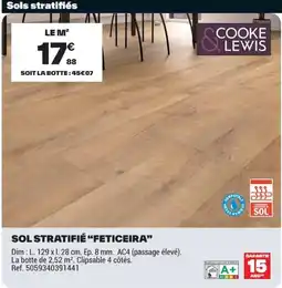 Brico Dépôt COOKE LEWIS SOL STRATIFIÉ "FETICEIRA" offre
