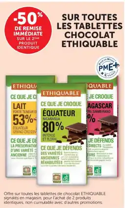 Super U Ethiquable les tablettes chocolat offre