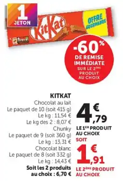 Super U KitKat Chocolat au lait offre