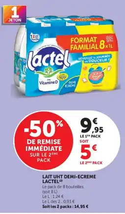 Super U Lactel Lait UHT Demi-Écrème offre