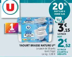 Super U U Yaourt brasse nature offre
