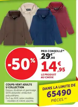 Hyper U U collection coupe-vent adulte offre