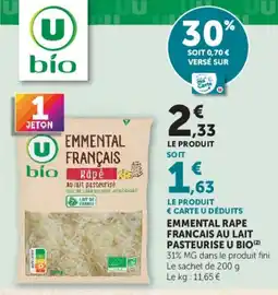 Hyper U U bio EMMENTAL FRANÇAIS offre