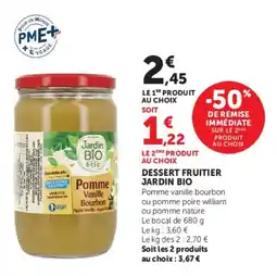 Hyper U Jardin BIO étic Pomme Vanille Bourbon offre