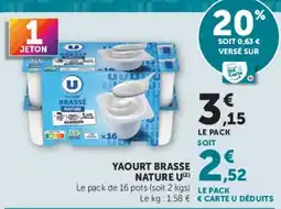 Hyper U U Yaourt brassé nature offre