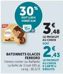 Hyper U FERRERO BATONNETS GLACES offre