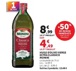 Hyper U MONINI Huile d'olive vierge extra classico offre